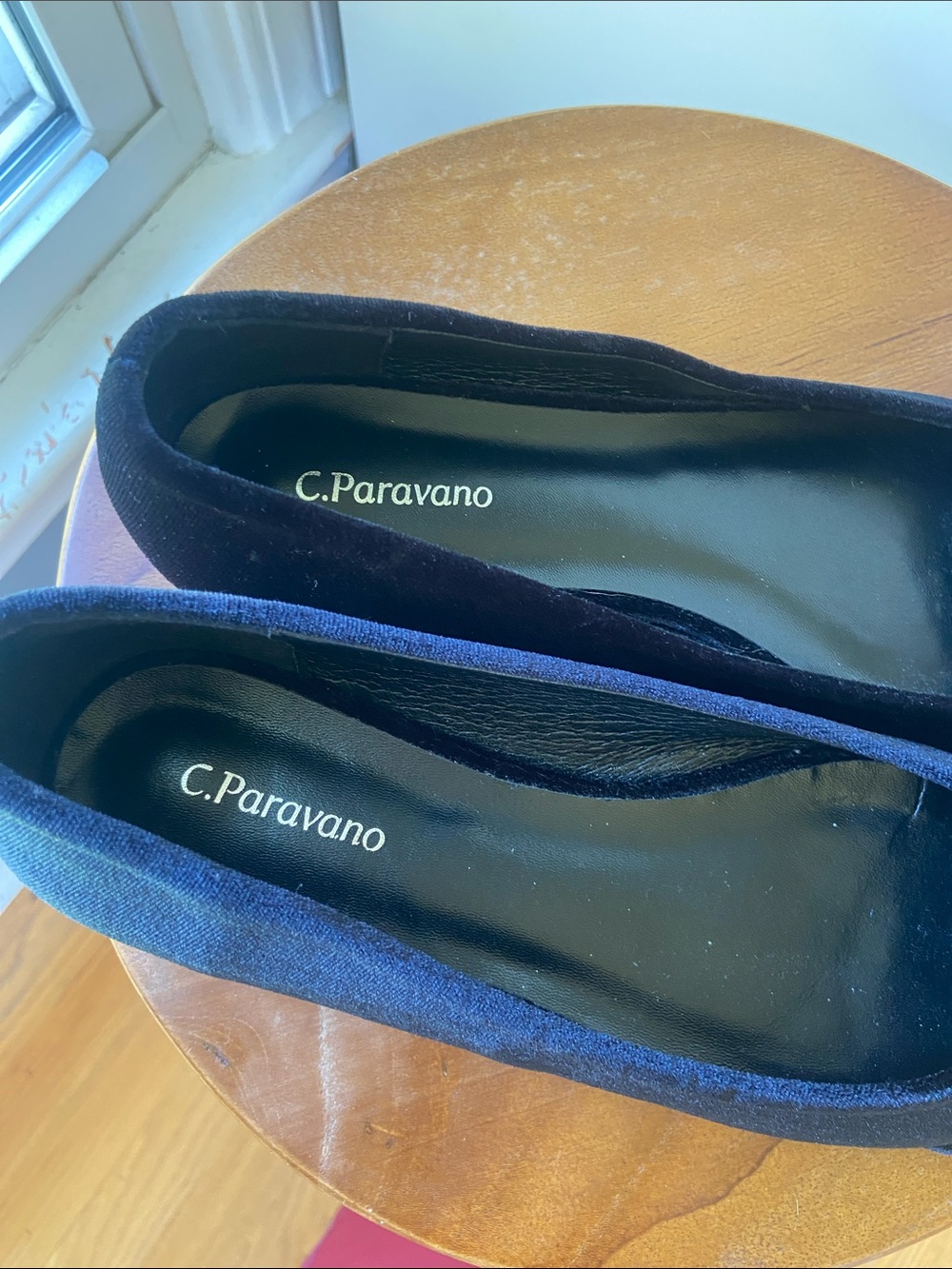 C. Paravano Black Pointed Toe Buckle Ballet Flats - Picture 9 of 11